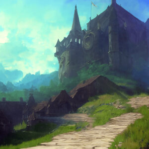 アクリル背景ボード《AIシリーズ》（Path to the Castle／城へ続く旅路）　No.73