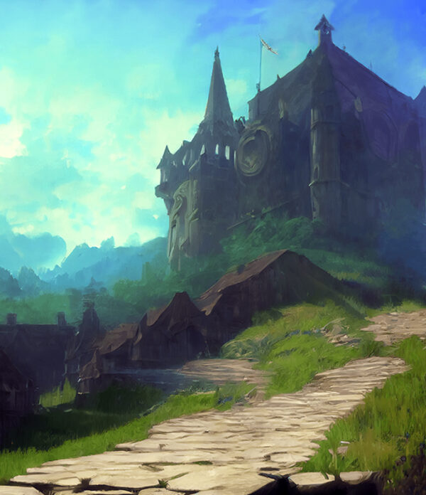 アクリル背景ボード《AIシリーズ》（Path to the Castle／城へ続く旅路）　No.73