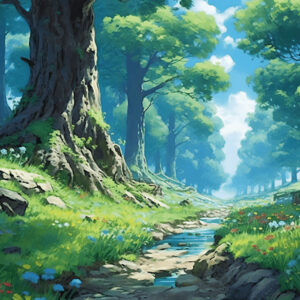 アクリル背景ボード《AIシリーズ》（Blossom River／花と清流の森 02）　No.79