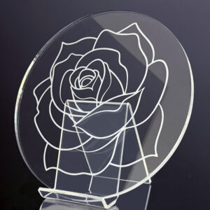 薔薇（丸形・透明） No.24　　直径約１５ｃｍ×厚さ５ｍｍ