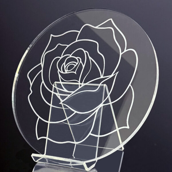 薔薇（丸形・透明） No.24　　直径約１５ｃｍ×厚さ５ｍｍ