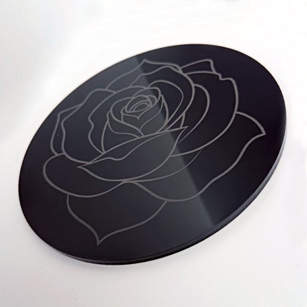 薔薇（丸形・ブラック）光沢・つや消し No.23　　直径約１５ｃｍ×厚さ５ｍｍ - 画像 (2)